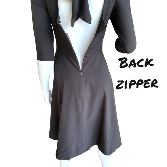 ACEVOG VINTAGE LITTLE BLACK DRESS. BACK BOW TIE. FIT & FLARE. WOMEN’S S… - Picture 7 of 10